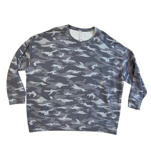 Athleta Balance Luxe Pullover Sweatshirt Women's‎ Plus Size 2X Camouflage Gray